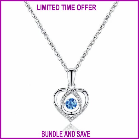 Sterling Silver Heart Pendant Necklace with Cubic Zirconia Gift Box